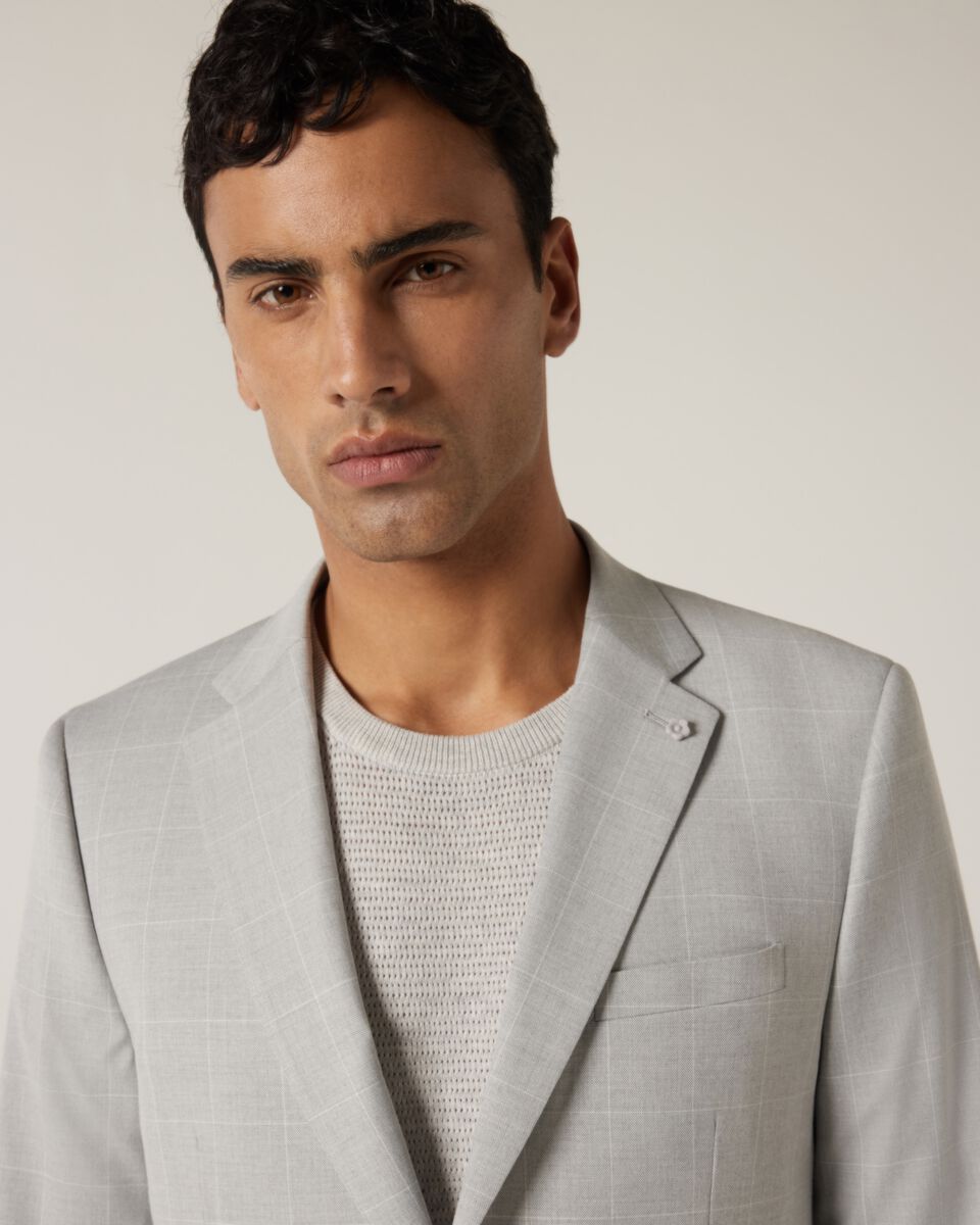 Slim Stretch Windowpane Check Tailored Jacket, , hi-res